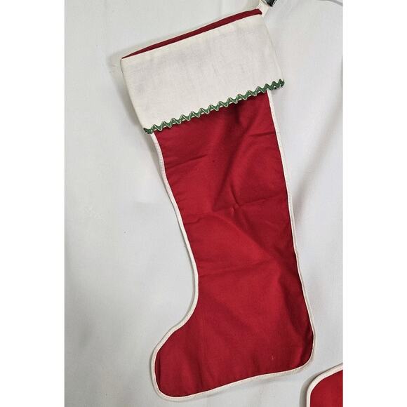 Set Of 2 Vtg Classic Red & White Basic Lightweight 17" Christmas Stocking Decor - Picture 3 of 6